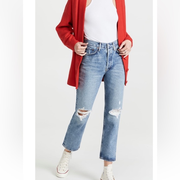 New AGOLDE Lana Crop Mid Rise Vintage Straight Jeans 33 - Picture 1 of 12